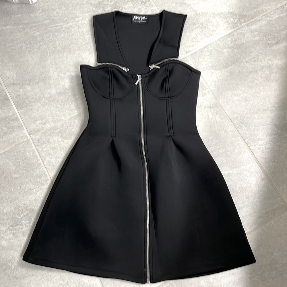 NASTY GAL scuba mini little black dress size S Small